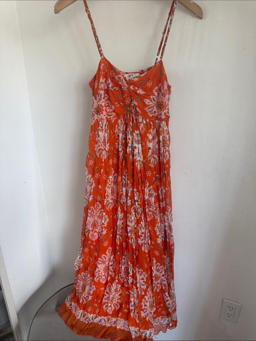 Derhy Floral Orange Dress/Spaghetti Straps